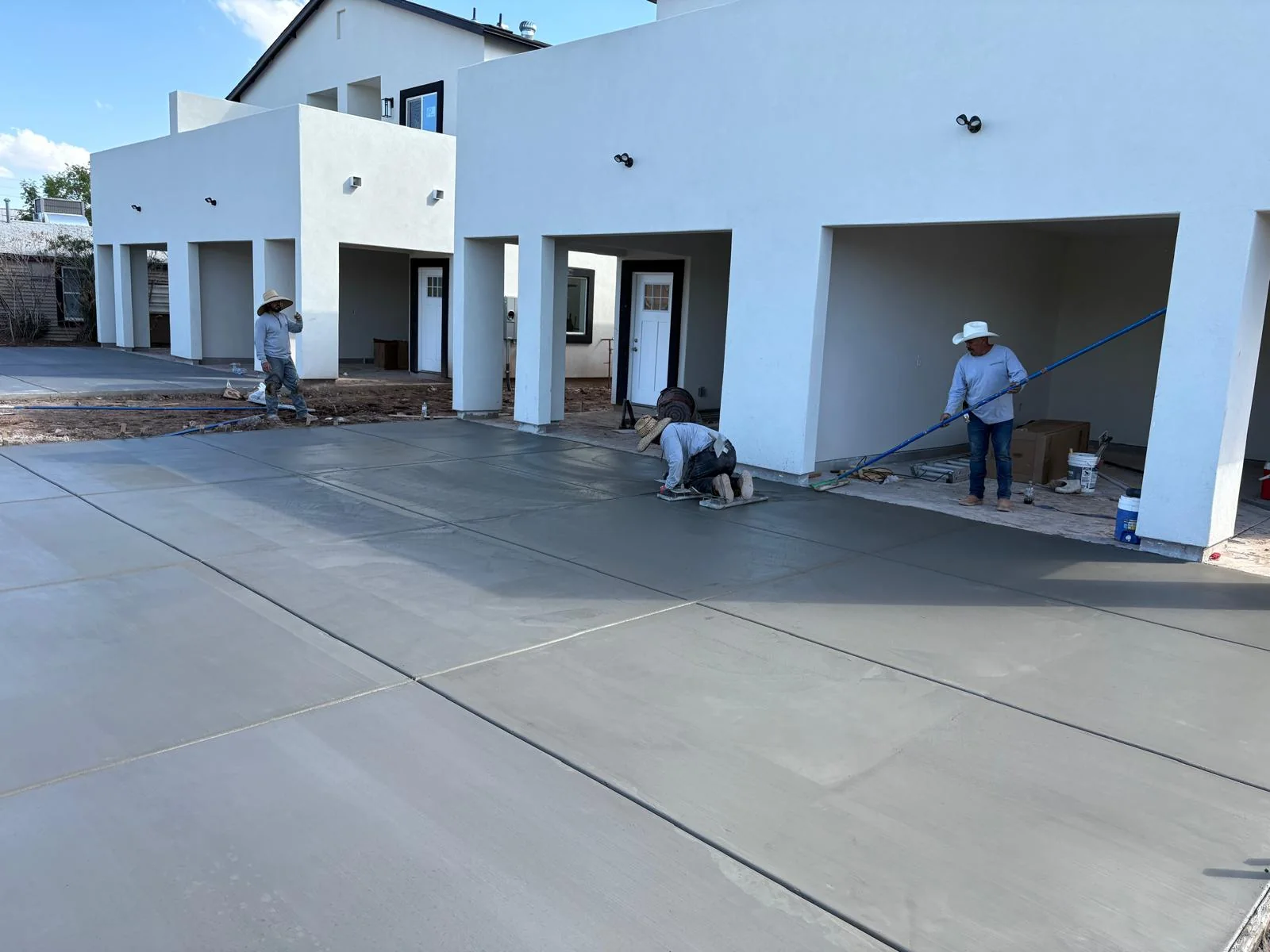 Large completed concrete flatwork area at a commercial property